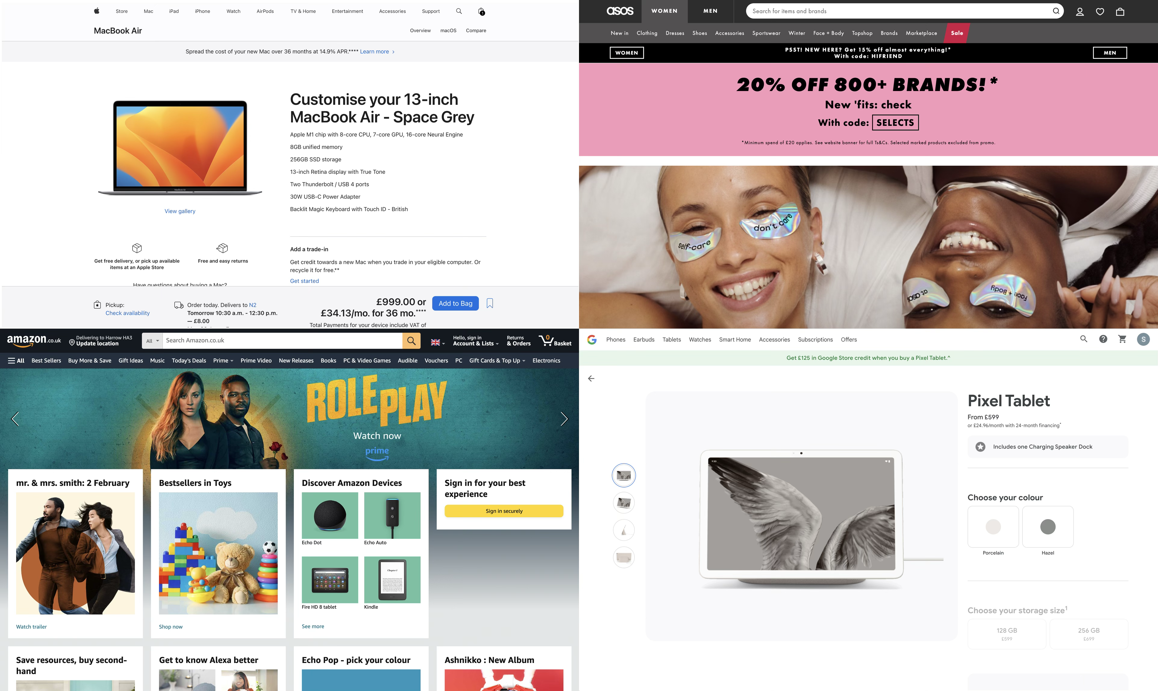 Best practice benchmarking — Apple, ASOS, Amazon, Google
