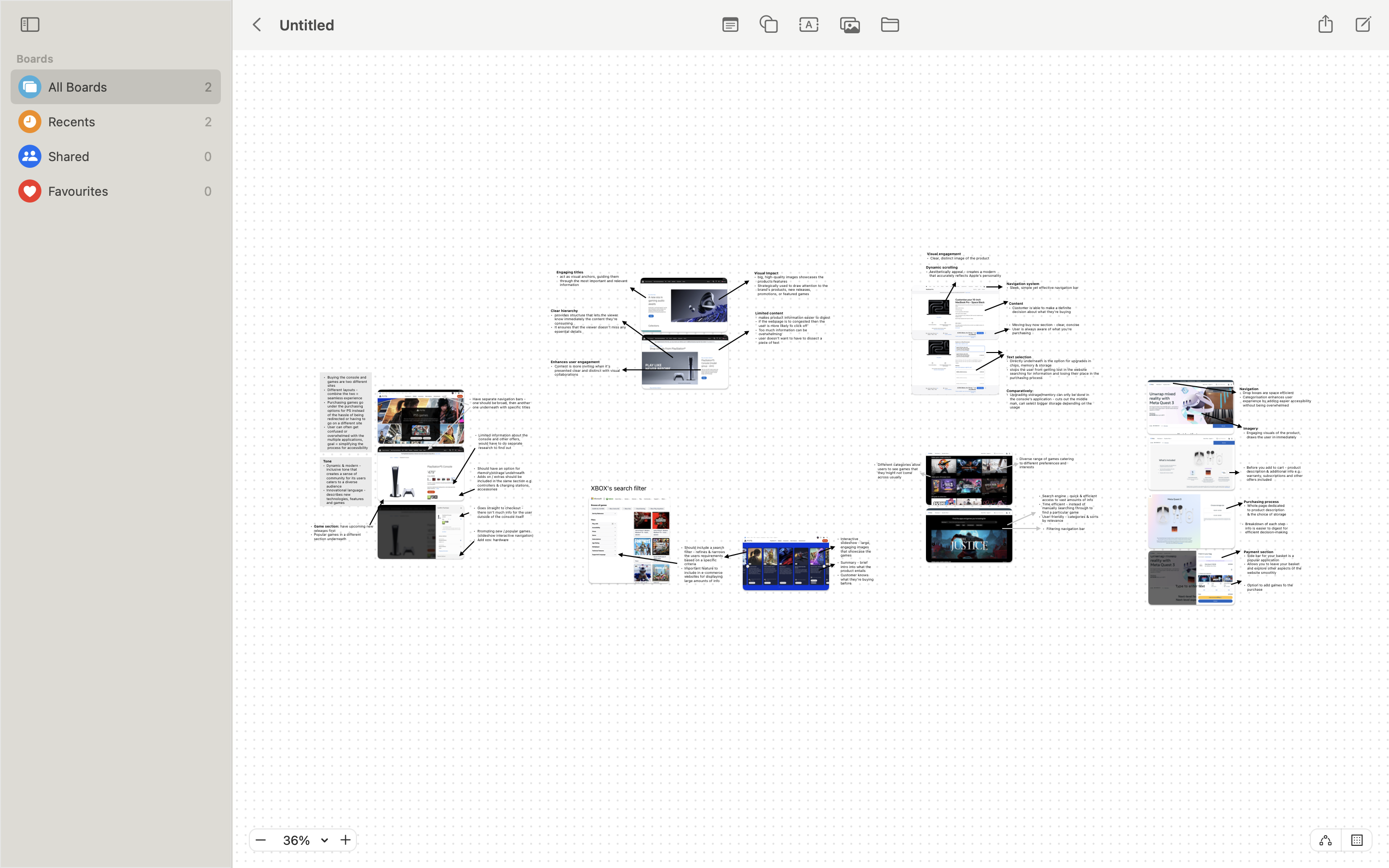 Competitor analysis overview — annotated FigJam board