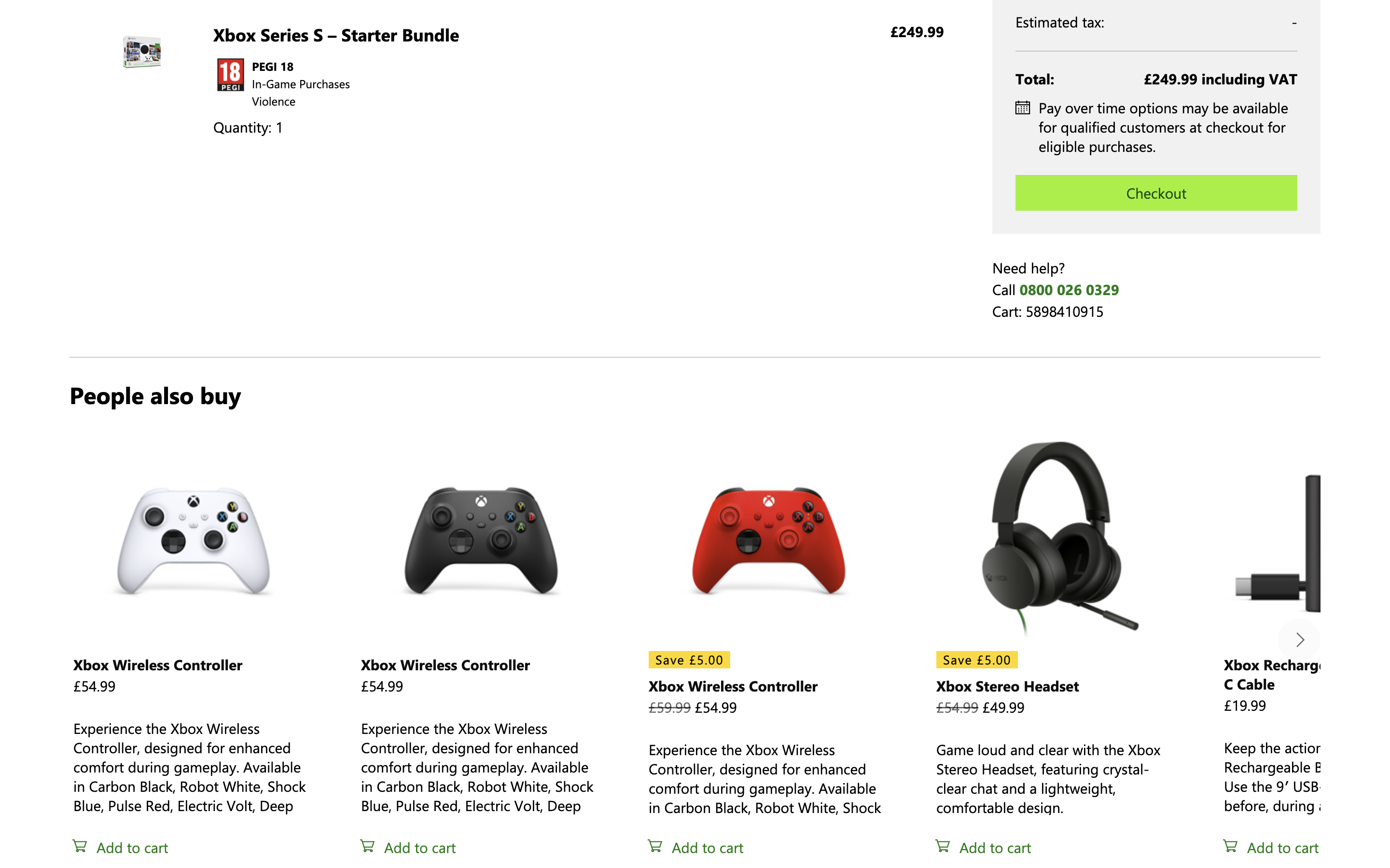 Xbox checkout with people also buy