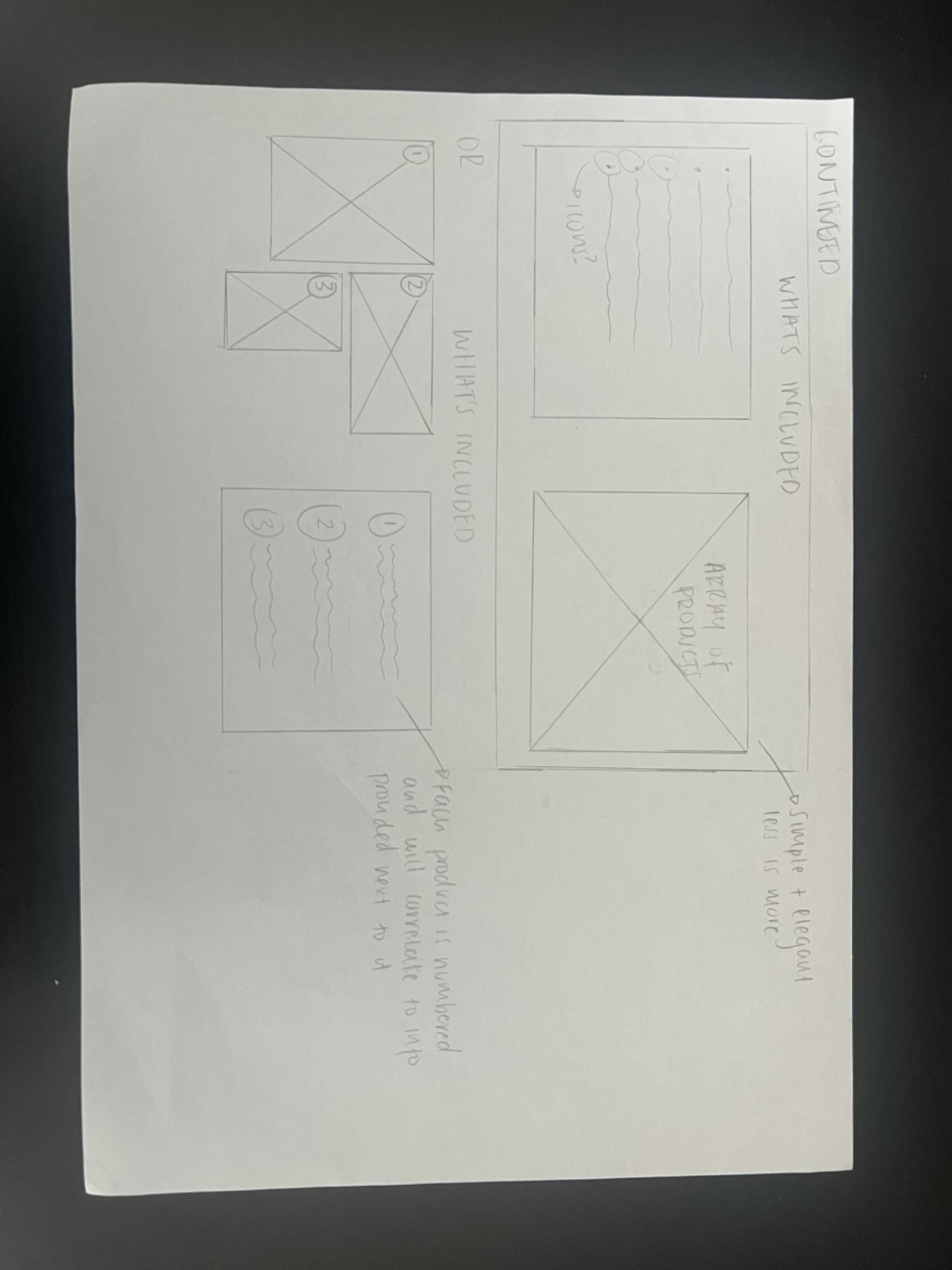 Design working out — wireframe sketches